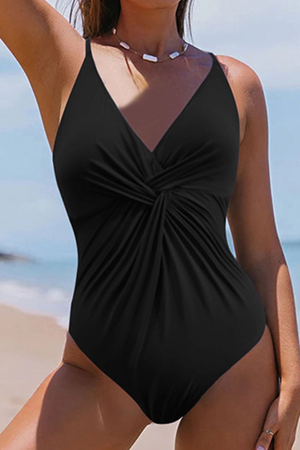 Twisted Crisscross V - Neck One - Piece Swimwear - One - Piece Swimsuit - Black - Bella Bourget