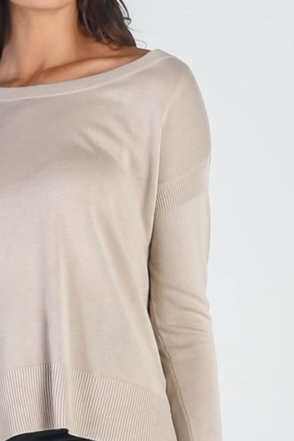 UNIQ Cold Shoulder Long Sleeve Knit Top - Top - Beige - Bella Bourget