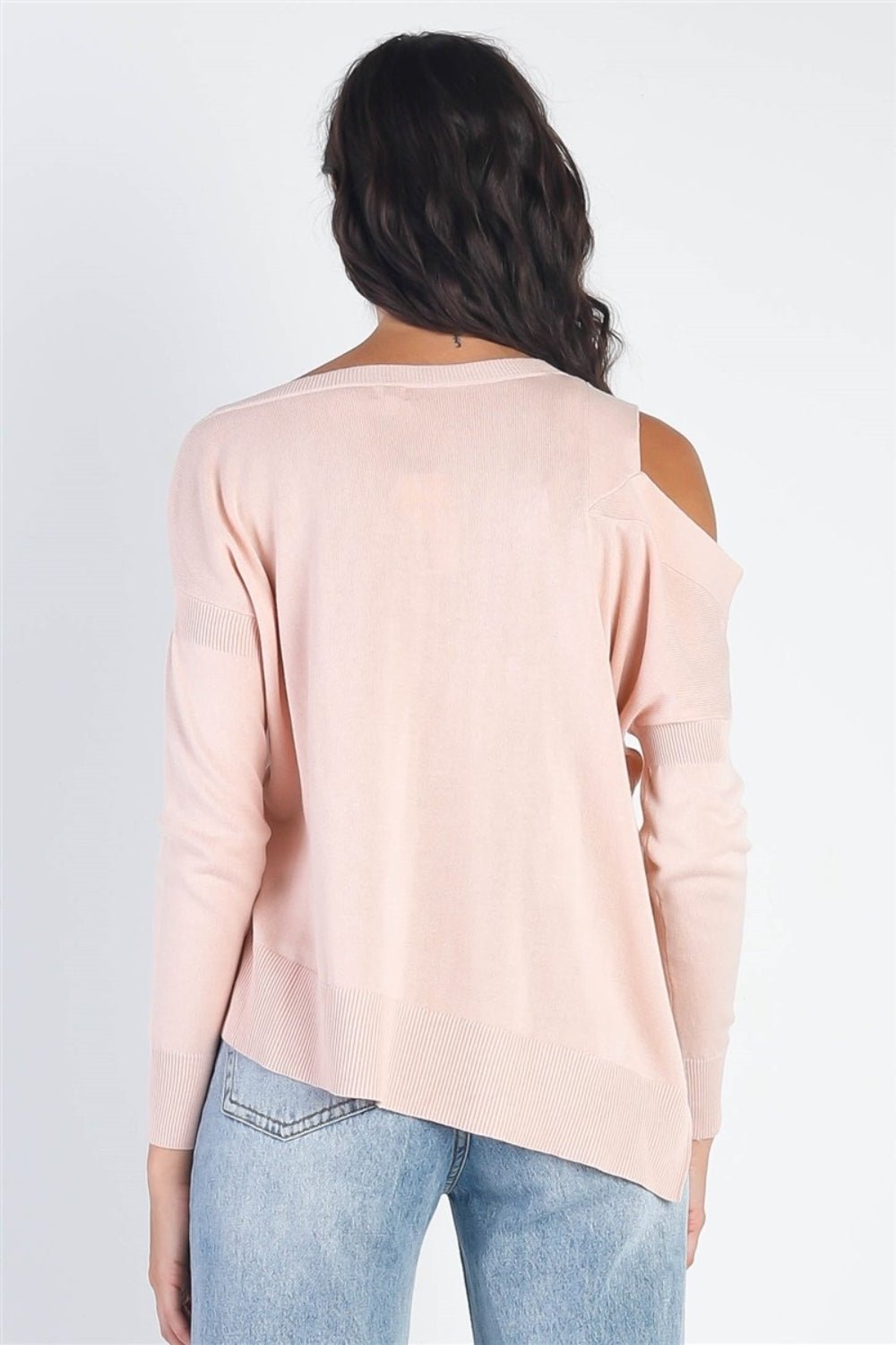 UNIQ Cold Shoulder Long Sleeve Knit Top - Top - Light Pink - Bella Bourget