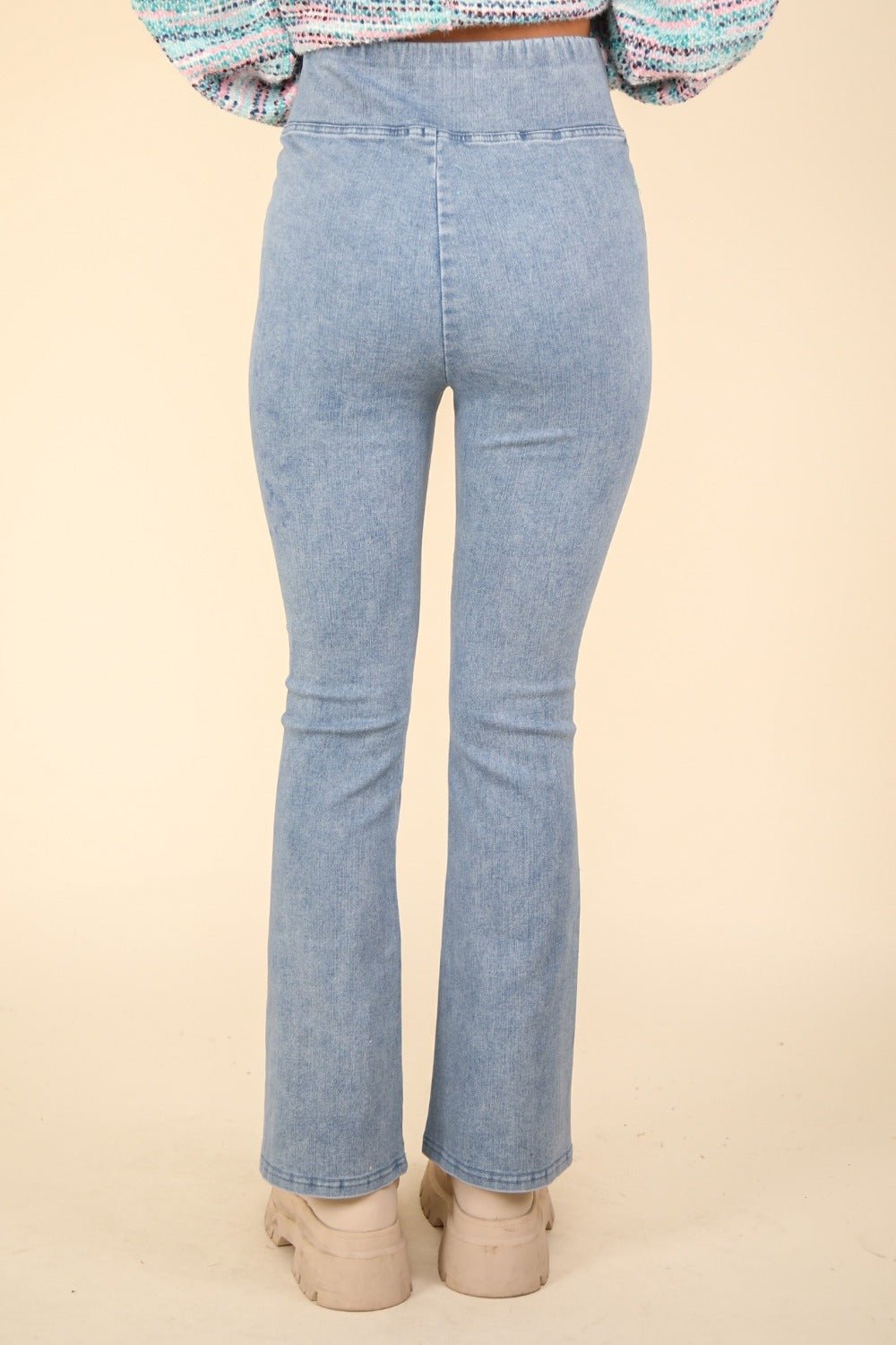 VERY J Washed Denim Stretchy Crossover Waist Leggings - Legging - Lt Indigo - Bella Bourget