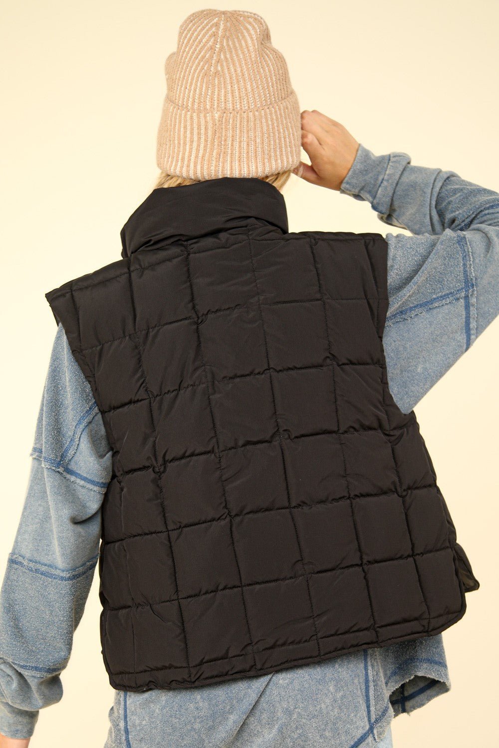 VERY J Zip Up Puffer Padded Warm Vest - Vest - Black - Bella Bourget