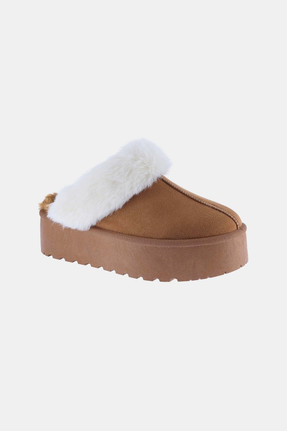 Weeboo Thick Bottom Fur Trim Snow Slippers - shoes - Tan - Bella Bourget