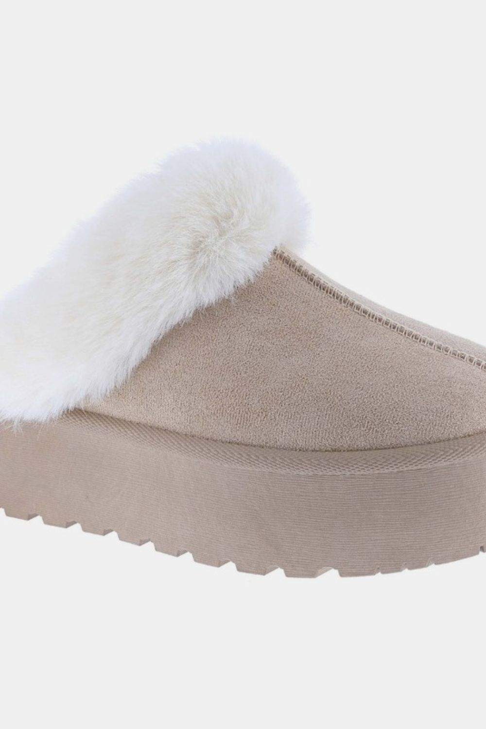 Weeboo Thick Bottom Fur Trim Snow Slippers - Slippers - Taupe - Bella Bourget