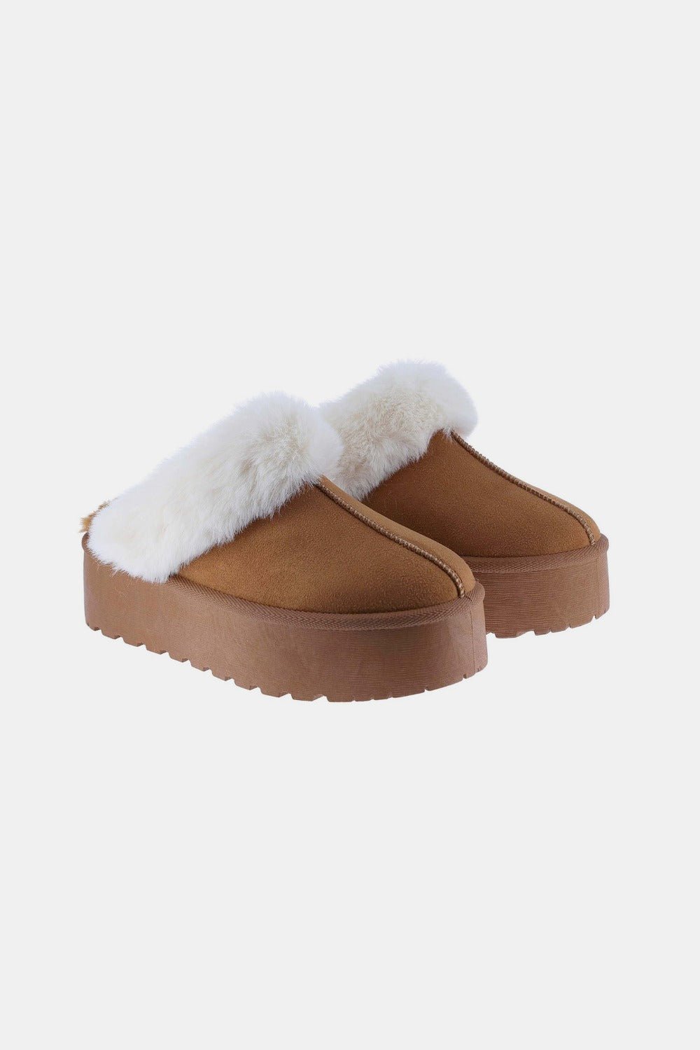 Weeboo Thick Bottom Fur Trim Snow Slippers - shoes - Tan - Bella Bourget