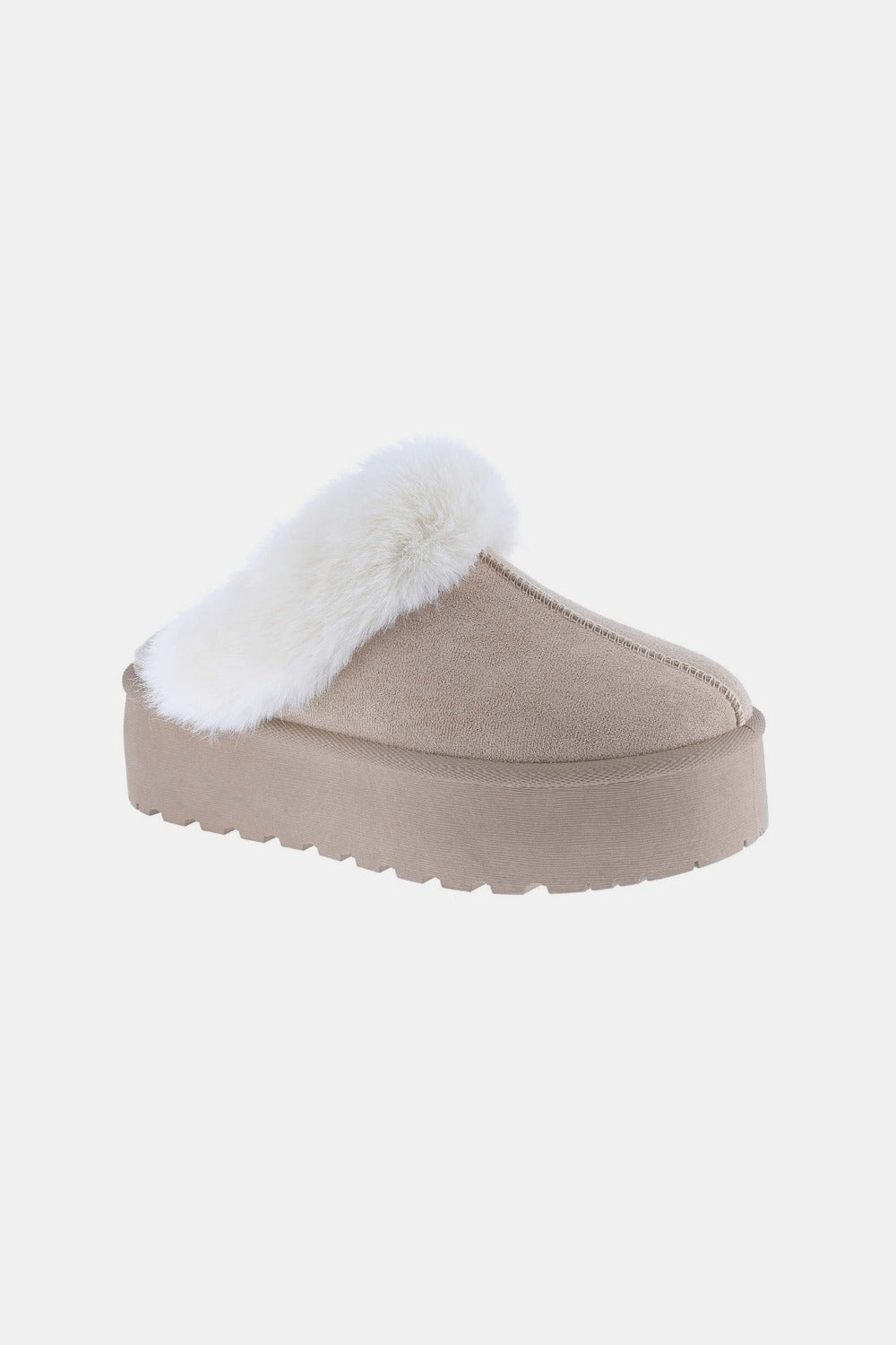 Weeboo Thick Bottom Fur Trim Snow Slippers - Slippers - Taupe - Bella Bourget