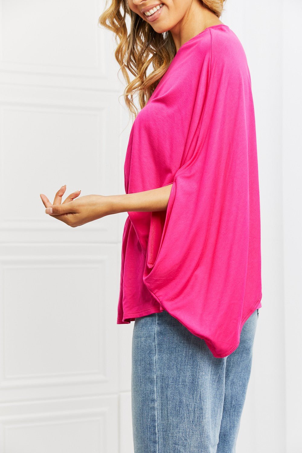 White Birch Forever And Always Full Size One Shoulder Top - blouse - Hot Pink - Bella Bourget