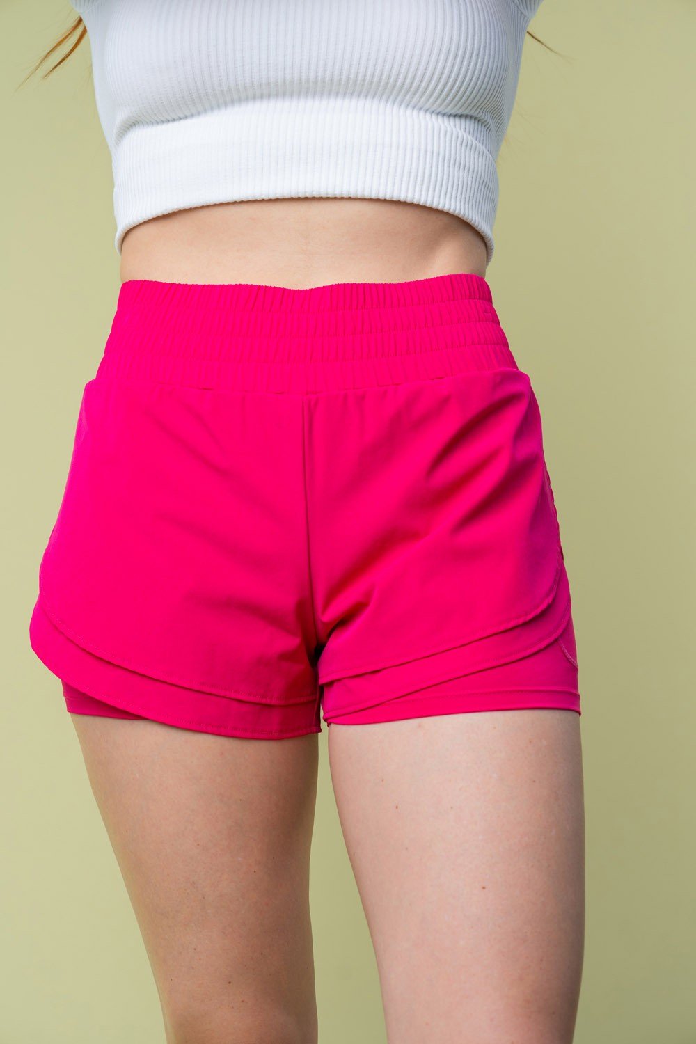 White Birch Full Size High Waisted Knit Shorts - Shorts - Fuchsia - Bella Bourget