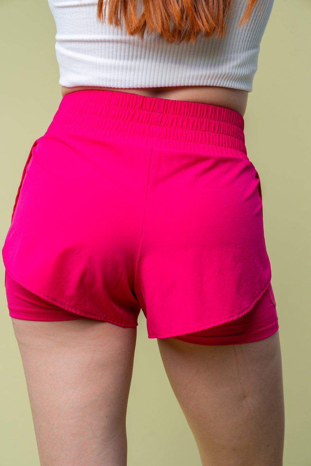 White Birch Full Size High Waisted Knit Shorts - Shorts - Fuchsia - Bella Bourget