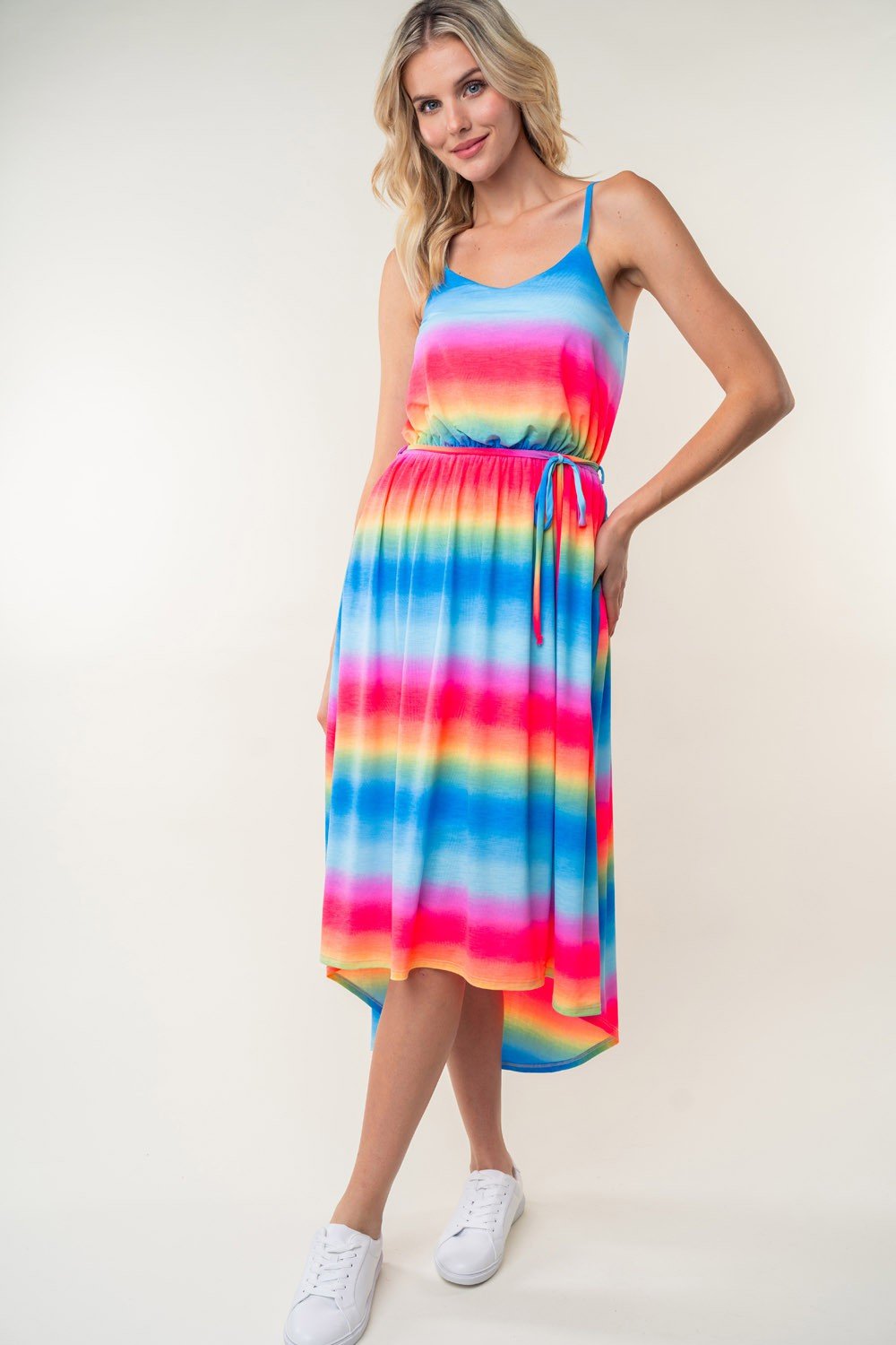 White Birch Full Size Ombre Striped Midi Cami Dress - Day Dress - Multi - Bella Bourget