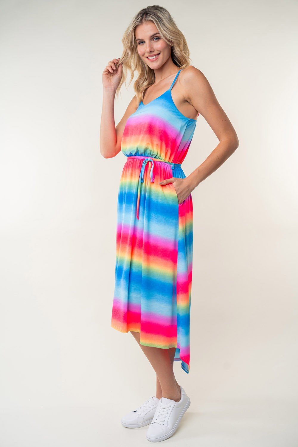 White Birch Full Size Ombre Striped Midi Cami Dress - Day Dress - Multi - Bella Bourget