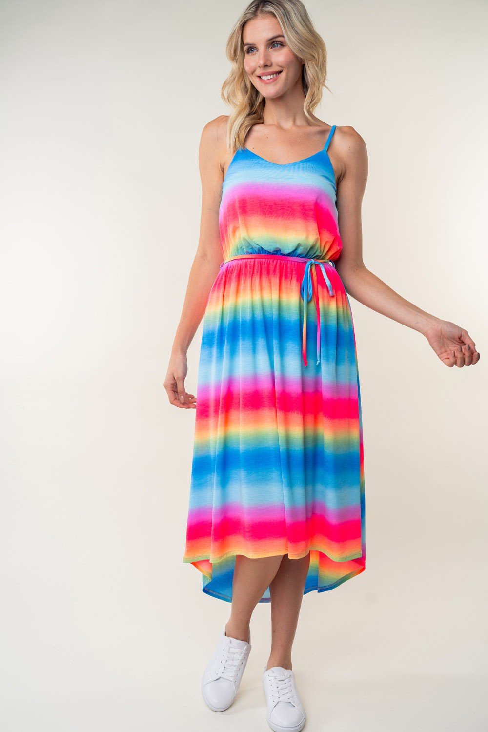 White Birch Full Size Ombre Striped Midi Cami Dress - Day Dress - Multi - Bella Bourget