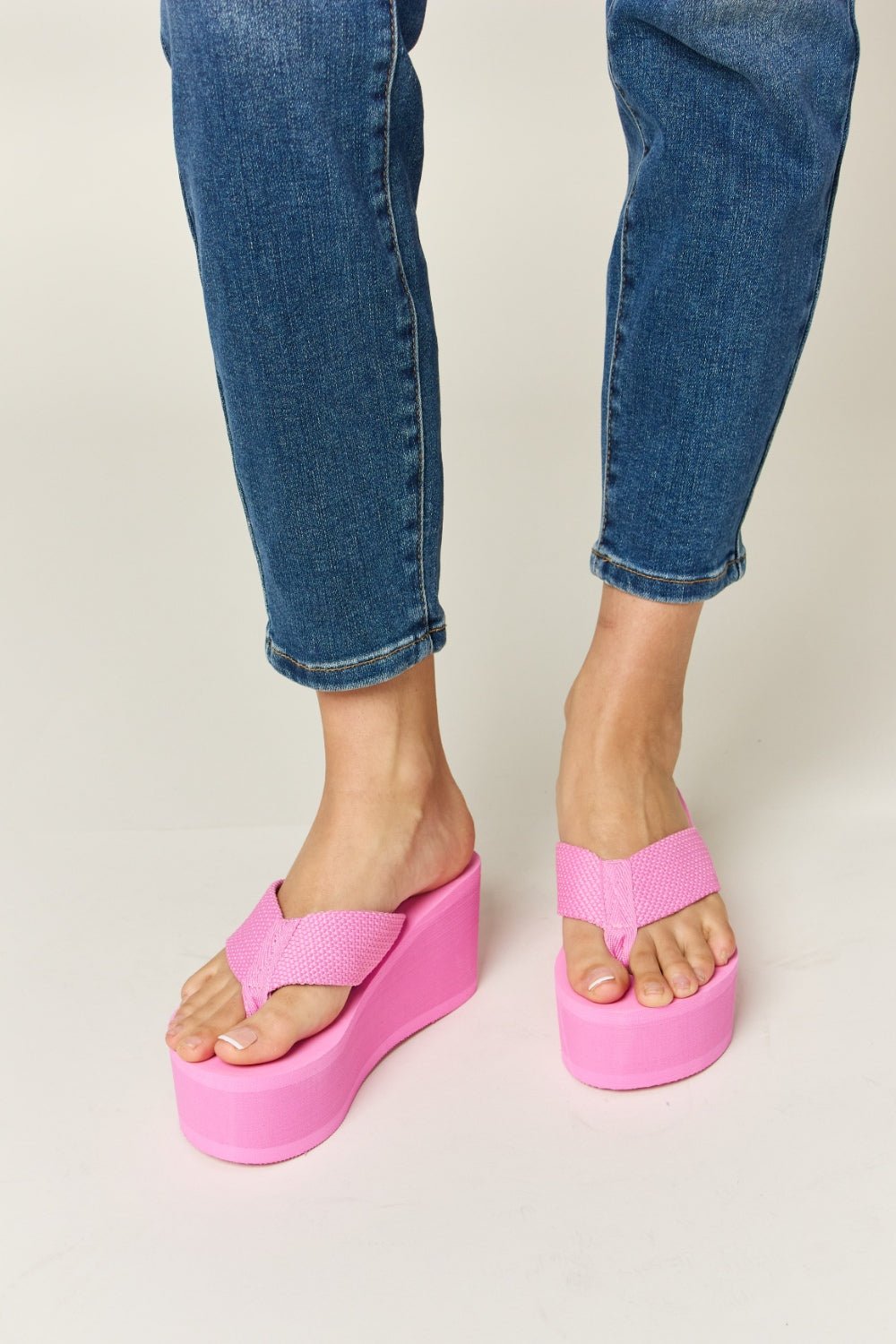 WILD DIVA Open Toe Platform Wedge Sandals - sandals - PINK - Bella Bourget