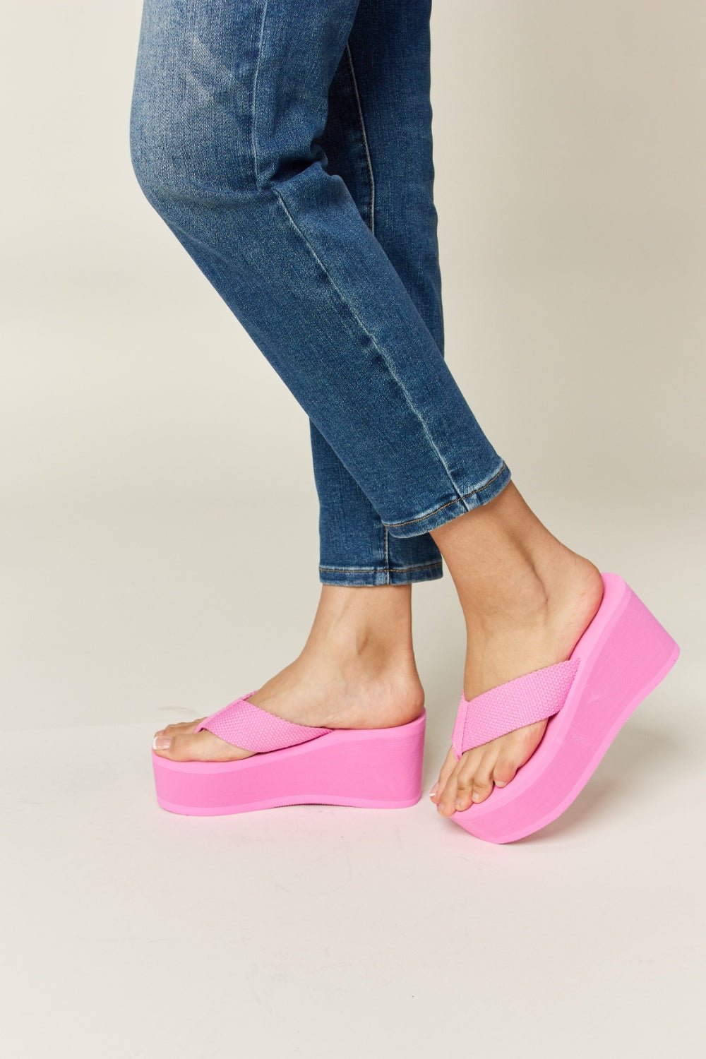 WILD DIVA Open Toe Platform Wedge Sandals - sandals - PINK - Bella Bourget