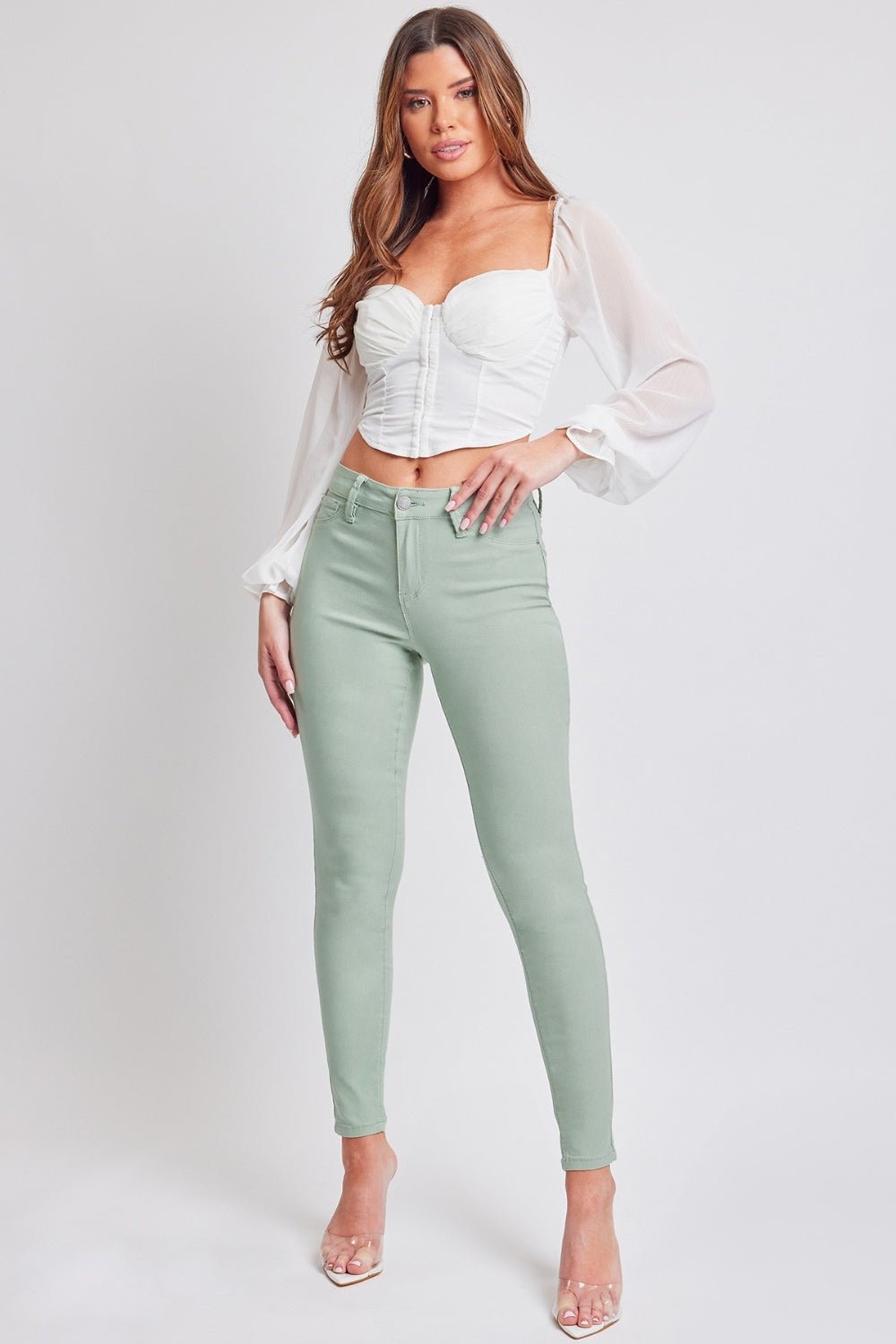 YMI Jeanswear Hyperstretch Mid - Rise Skinny Jeans - jeans - Jade - Bella Bourget