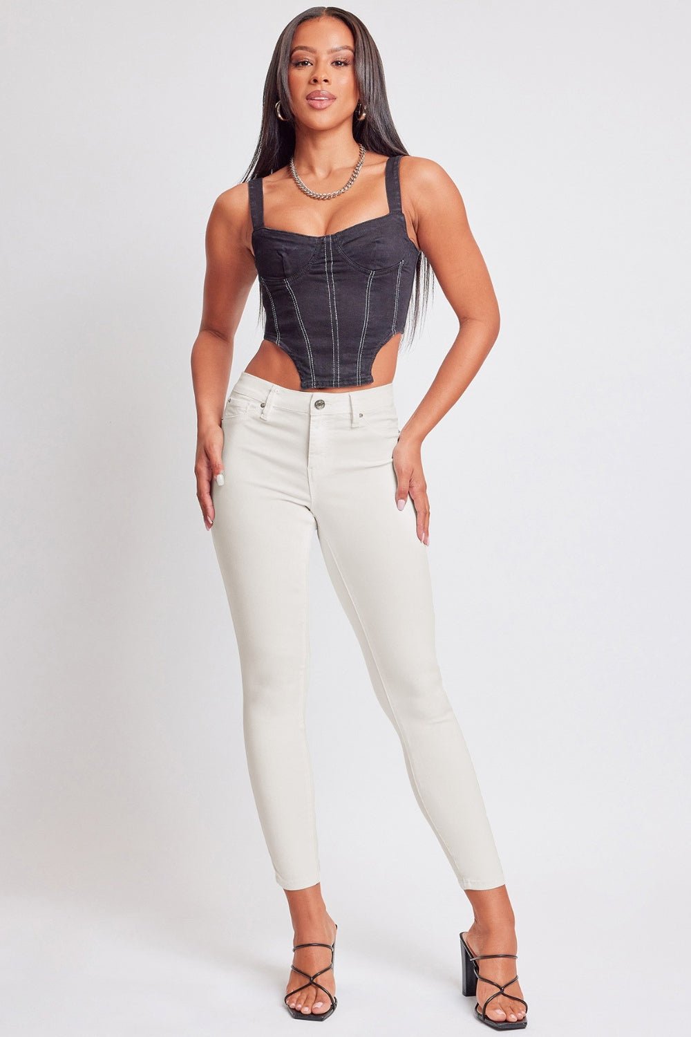 YMI Jeanswear Hyperstretch Mid - Rise Skinny Jeans - jeans - Vanilla Cream - Bella Bourget