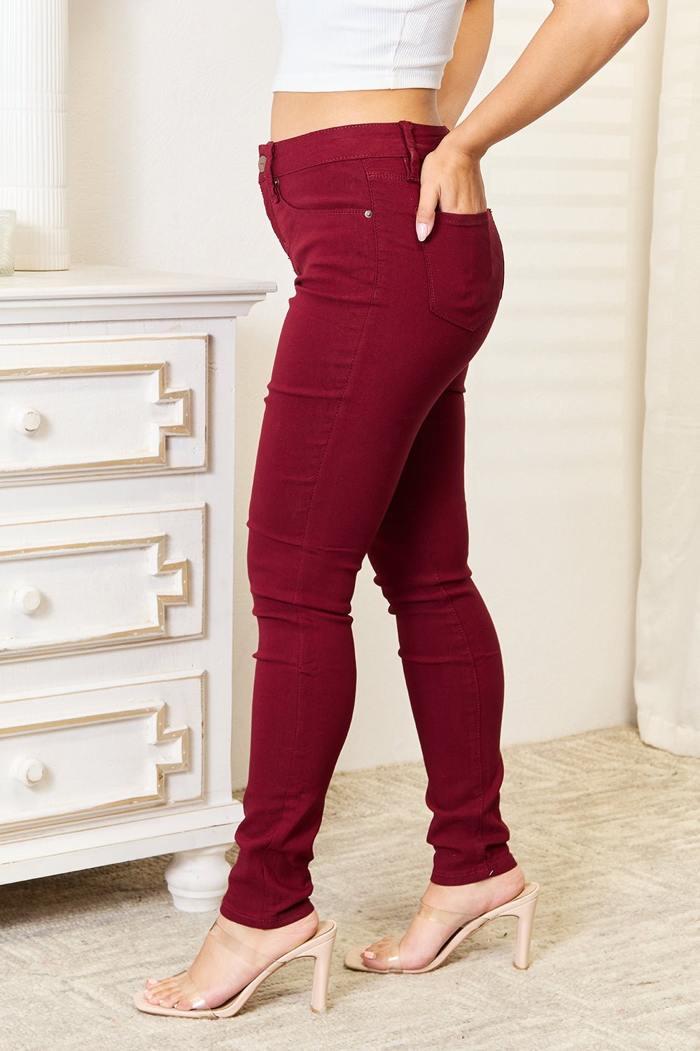 YMI Jeanswear Skinny Jeans with Pockets - Jeans - Wine - Bella Bourget