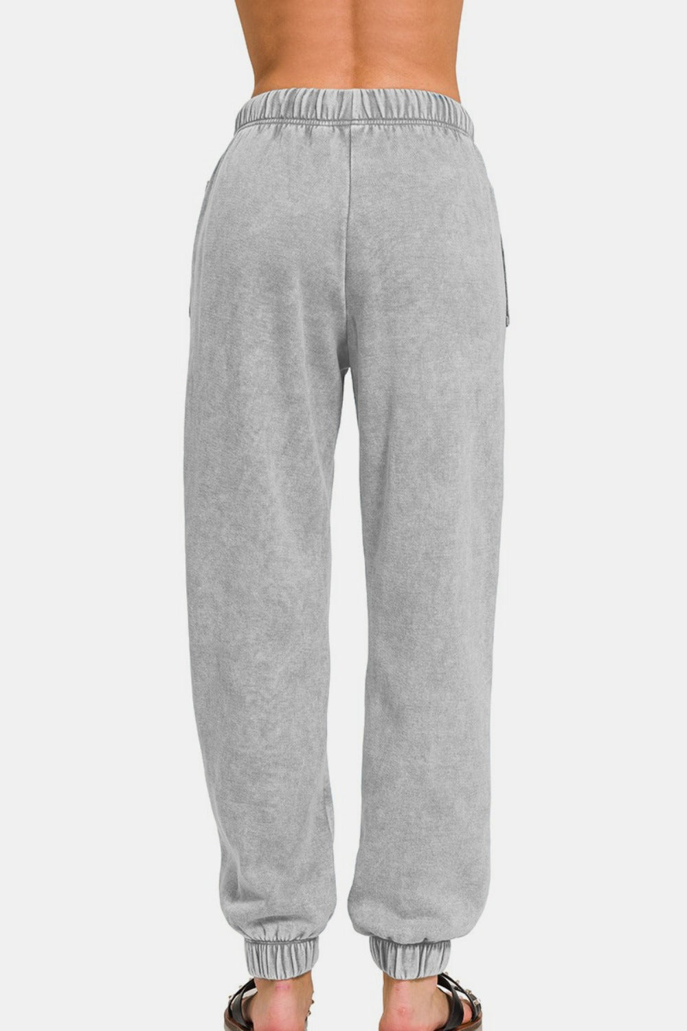 Zenana Full Size Acid Wash Fleece Drawstring Sweatpants with Pockets - Sweatshirt - Sleet - Bella Bourget