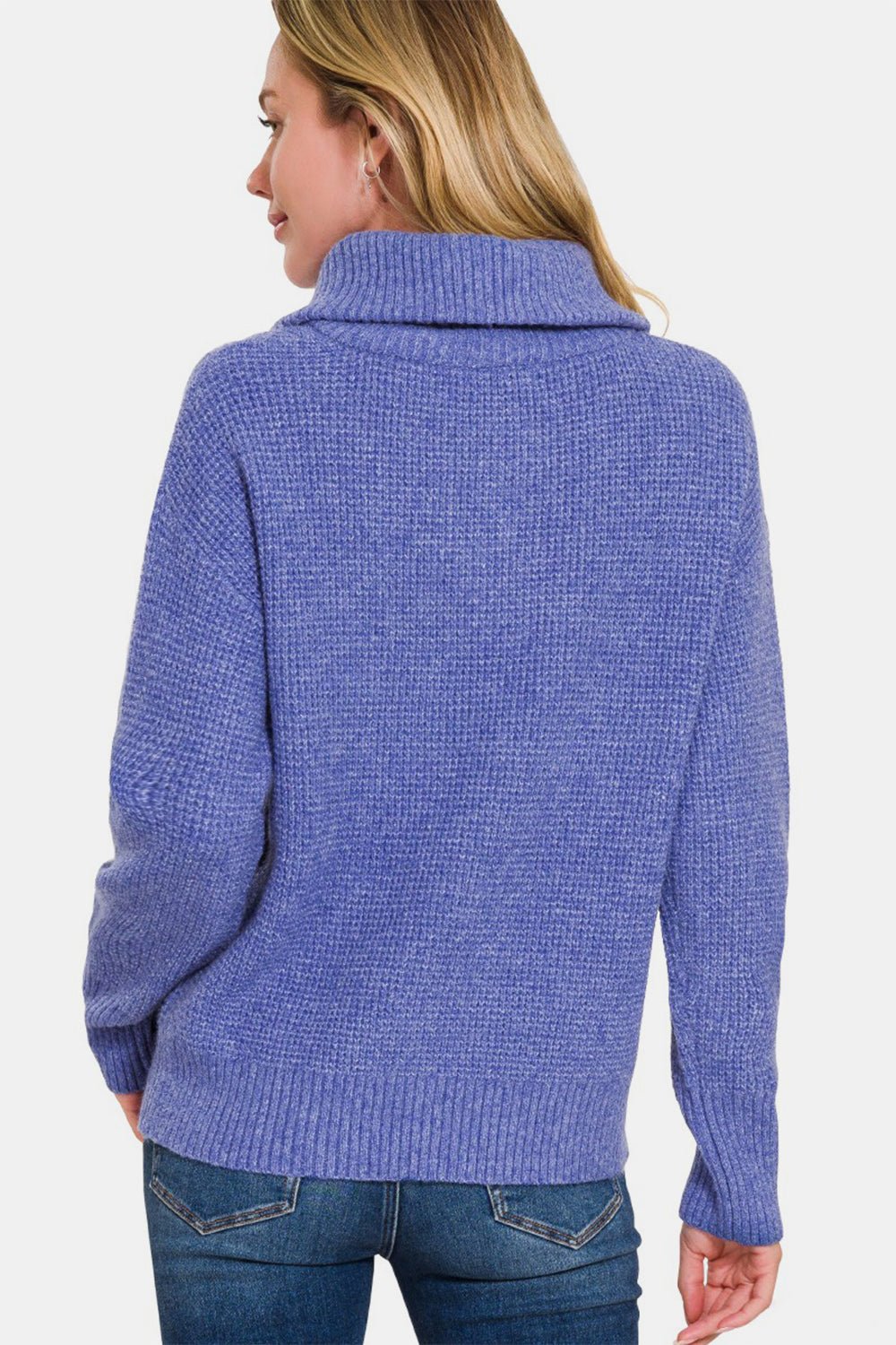 Zenana Half Zip Long Sleeve Sweater - Sweater - Marlin - Bella Bourget