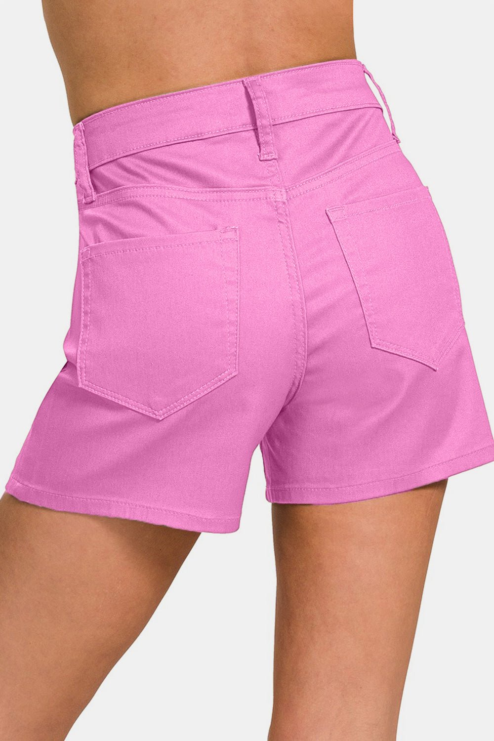 Zenana High Waist Denim Shorts - Shorts - Mauve - Bella Bourget