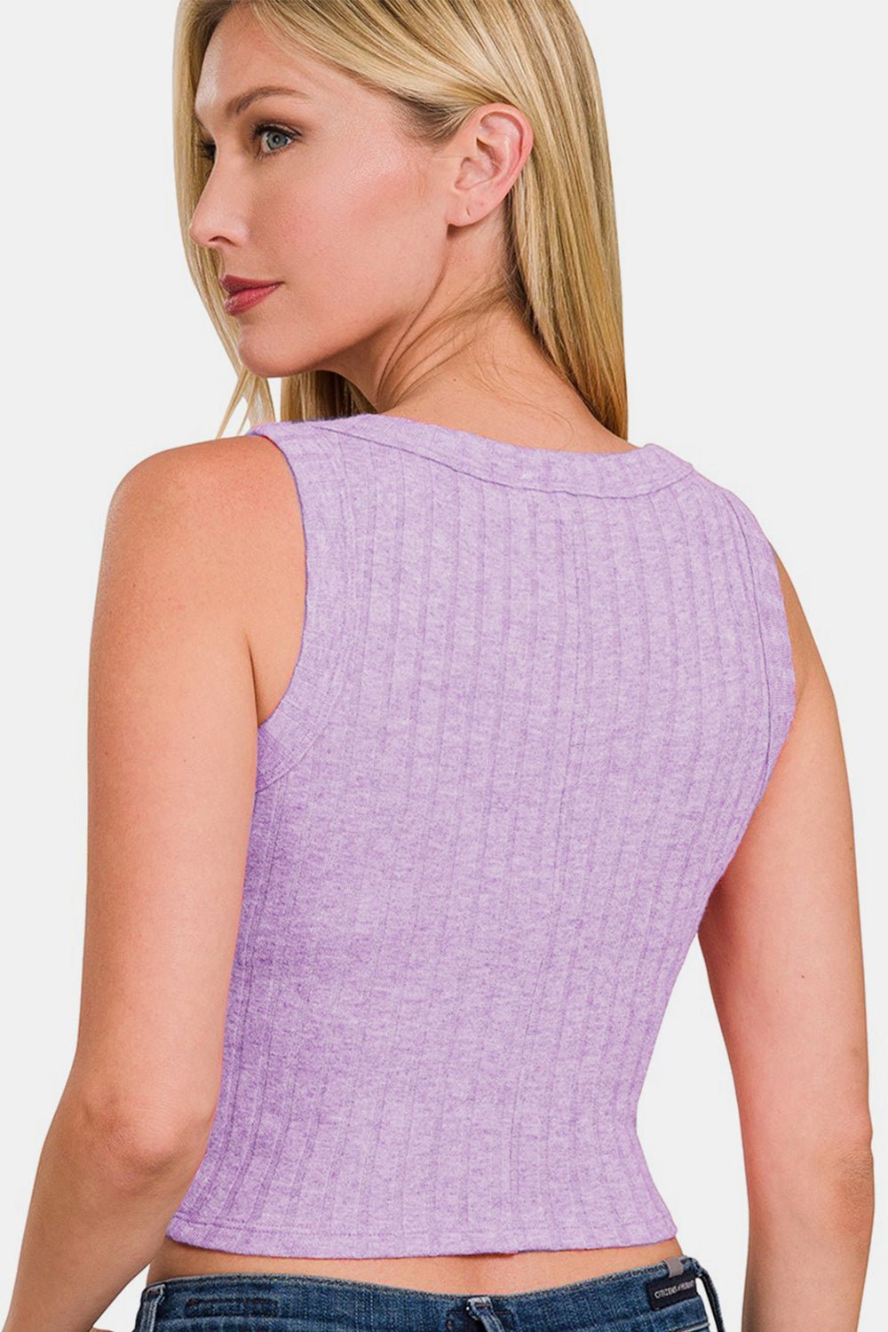 Zenana Ribbed Cropped Tank - Top - Lavender - Bella Bourget