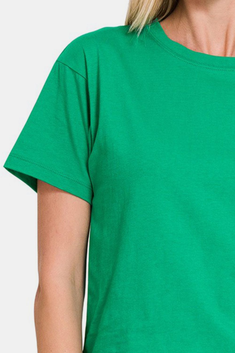 Zenana Round Neck Short Sleeve Cropped T - Shirt - Top - Green - Bella Bourget