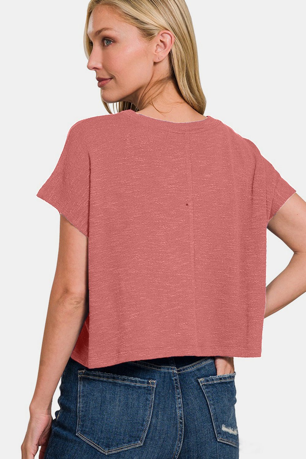 Zenana Round Neck Short Sleeve T - Shirt - Top - Winter Rose - Bella Bourget