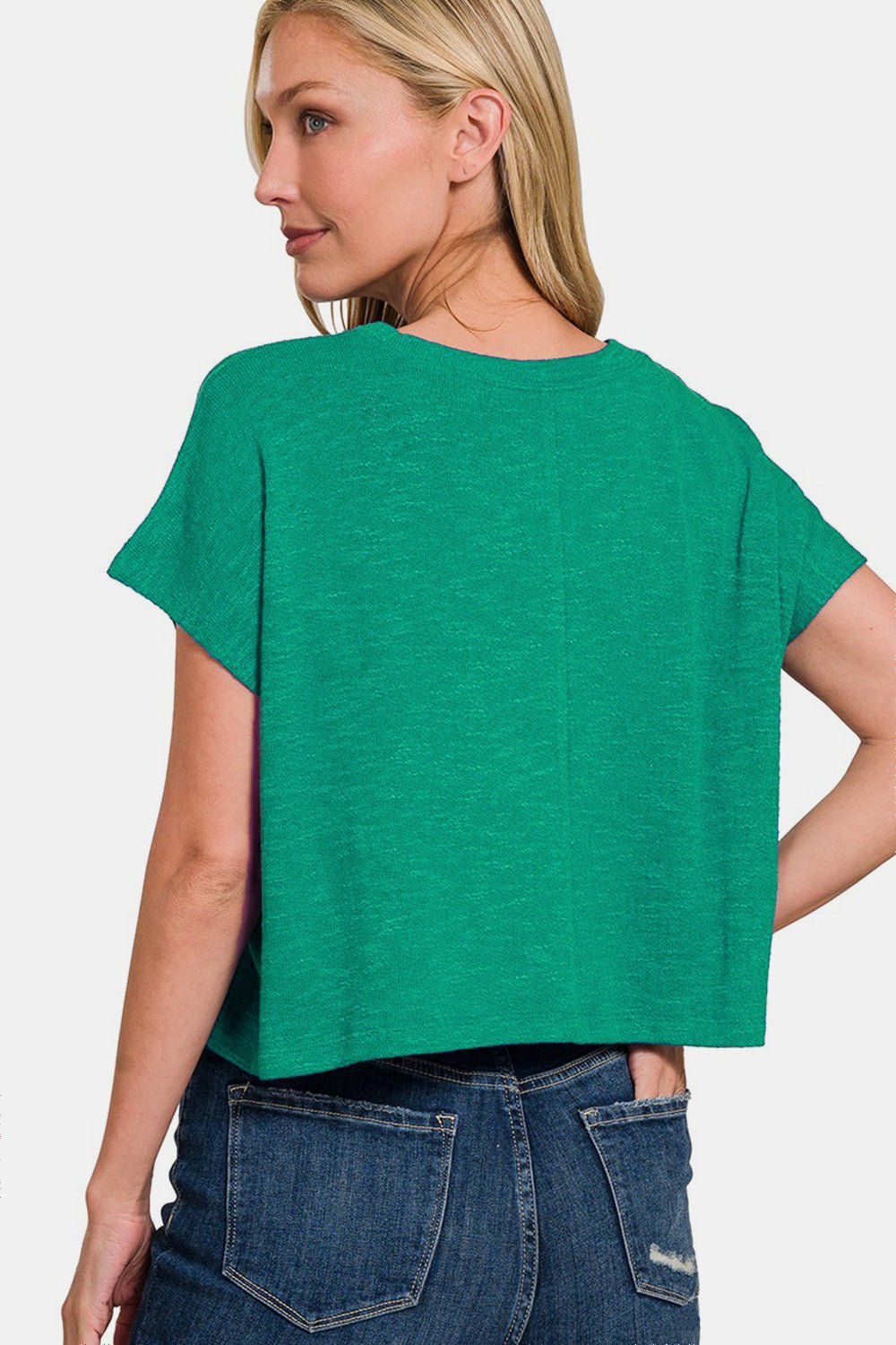 Zenana Round Neck Short Sleeve T - Shirt - Top - K Green - Bella Bourget