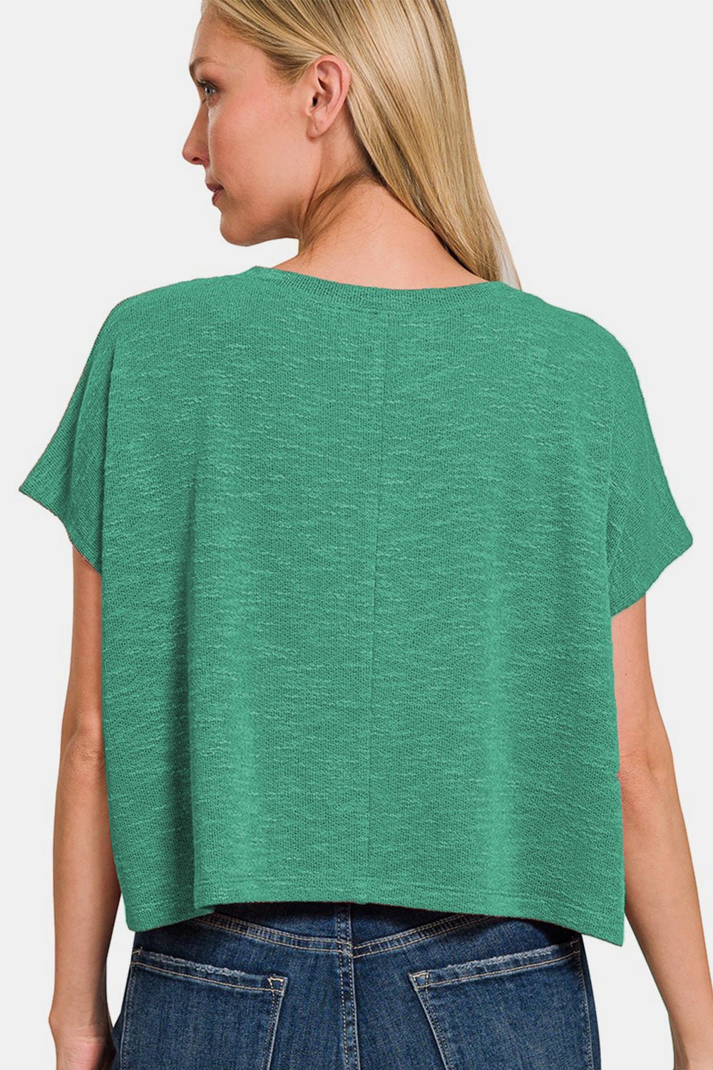 Zenana V - Neck Short Sleeve T - Shirt - Top - Green - Bella Bourget