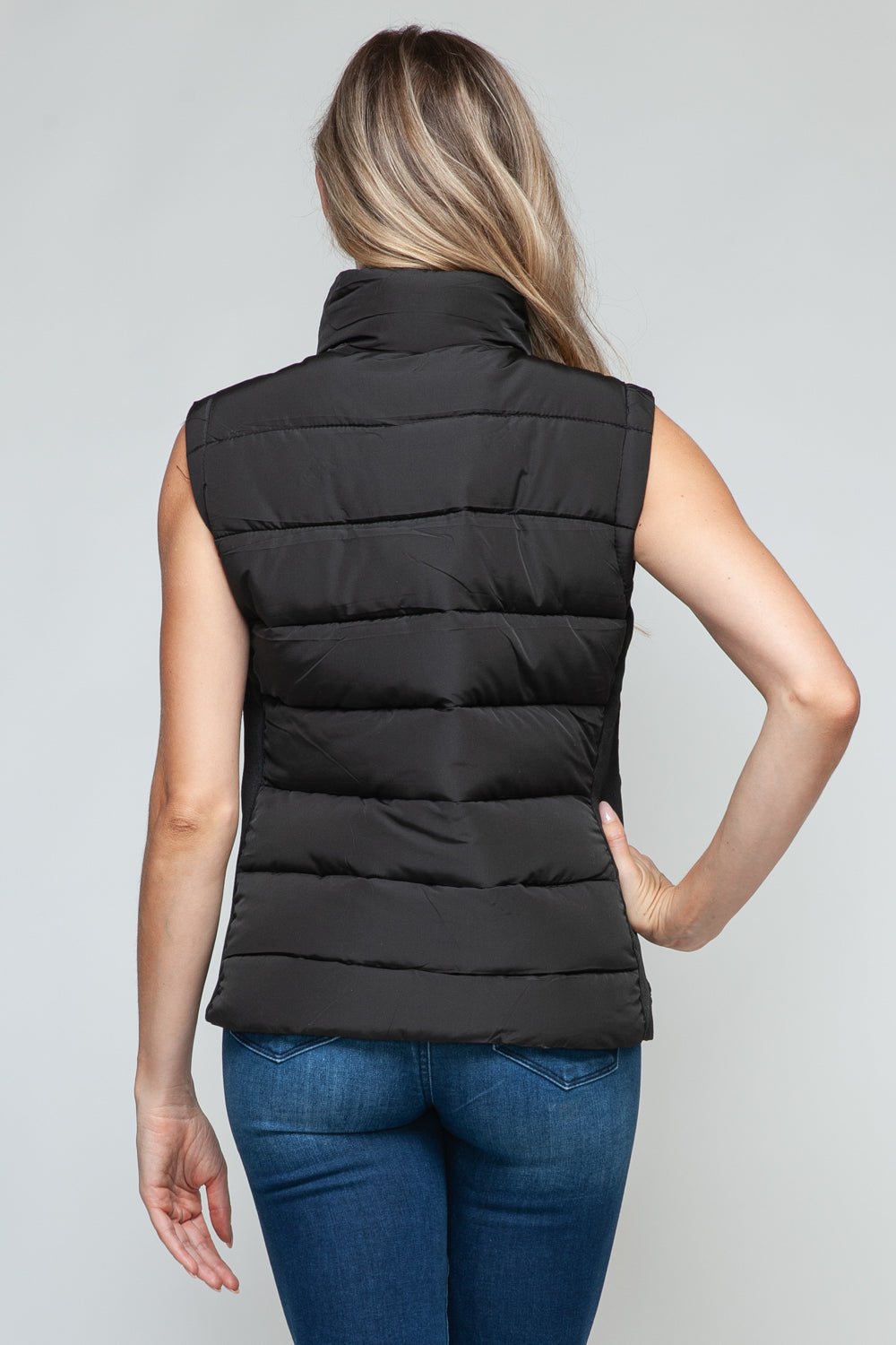 Zip Up Turtleneck Vest with Pockets - Vest - Black - Bella Bourget