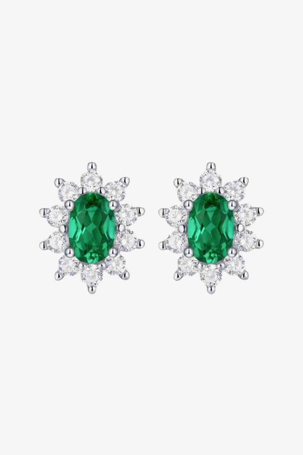 1 Carat Lab - Grown Emerald Stud Earrings - Earrings - Mid Green - Bella Bourget