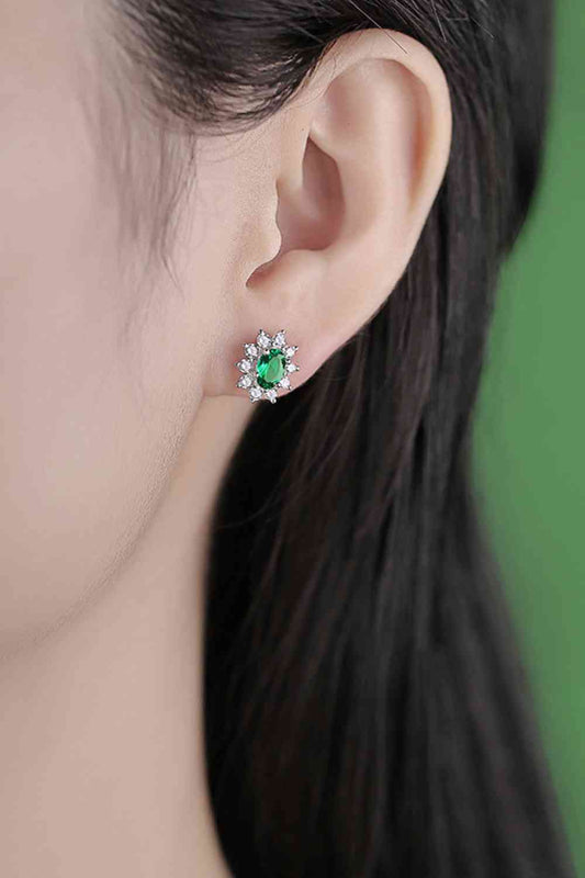 1 Carat Lab - Grown Emerald Stud Earrings - Earrings - Mid Green - Bella Bourget