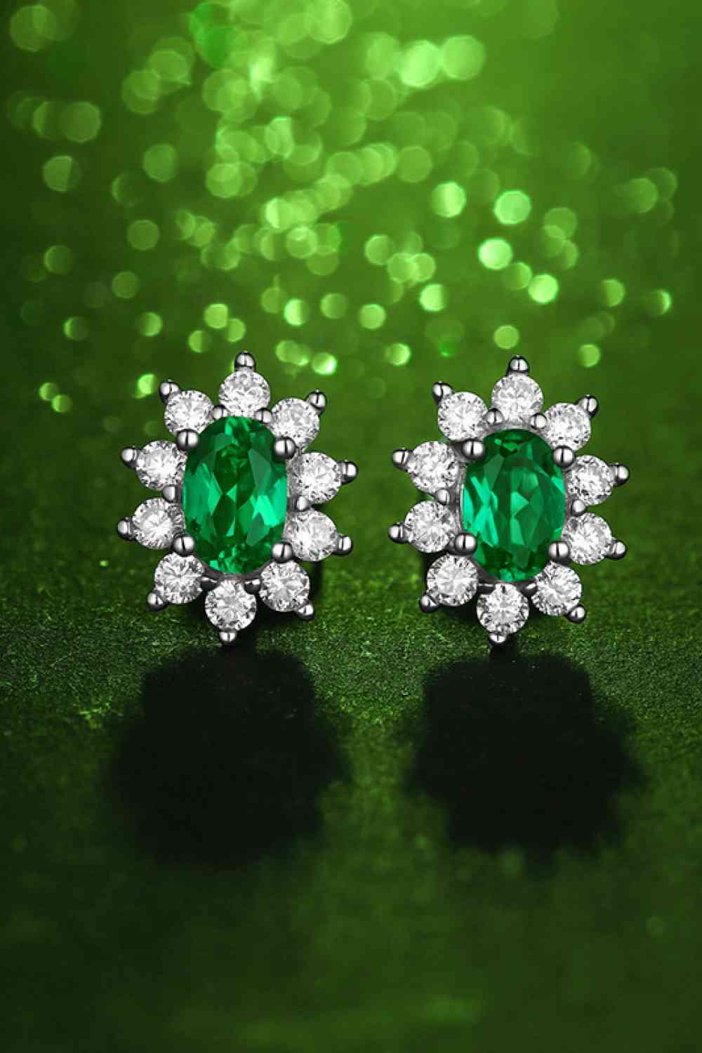 1 Carat Lab - Grown Emerald Stud Earrings - Earrings - Mid Green - Bella Bourget