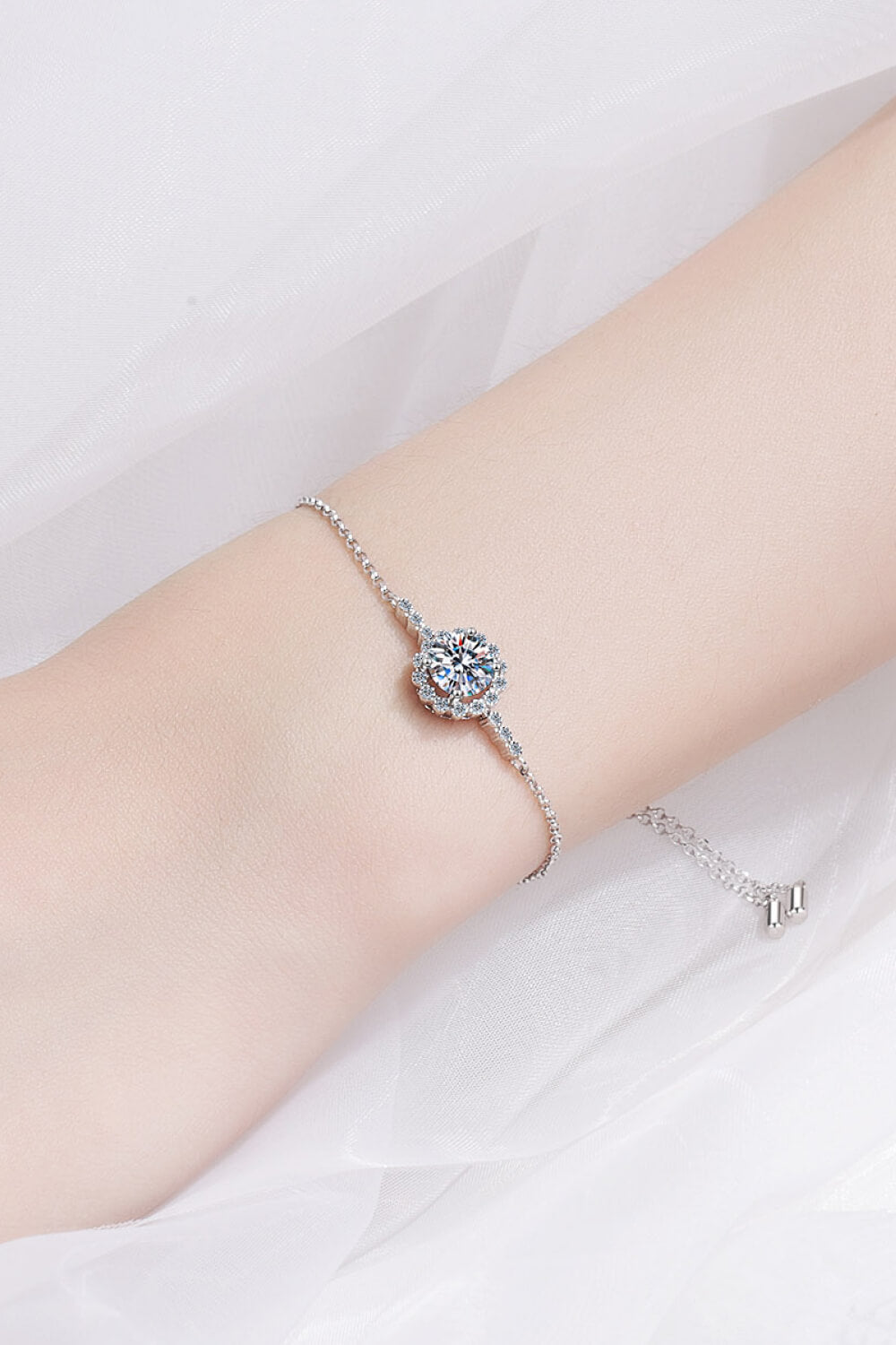 1 Carat Moissanite Chain Bracelet - Bracelets - Silver - Bella Bourget