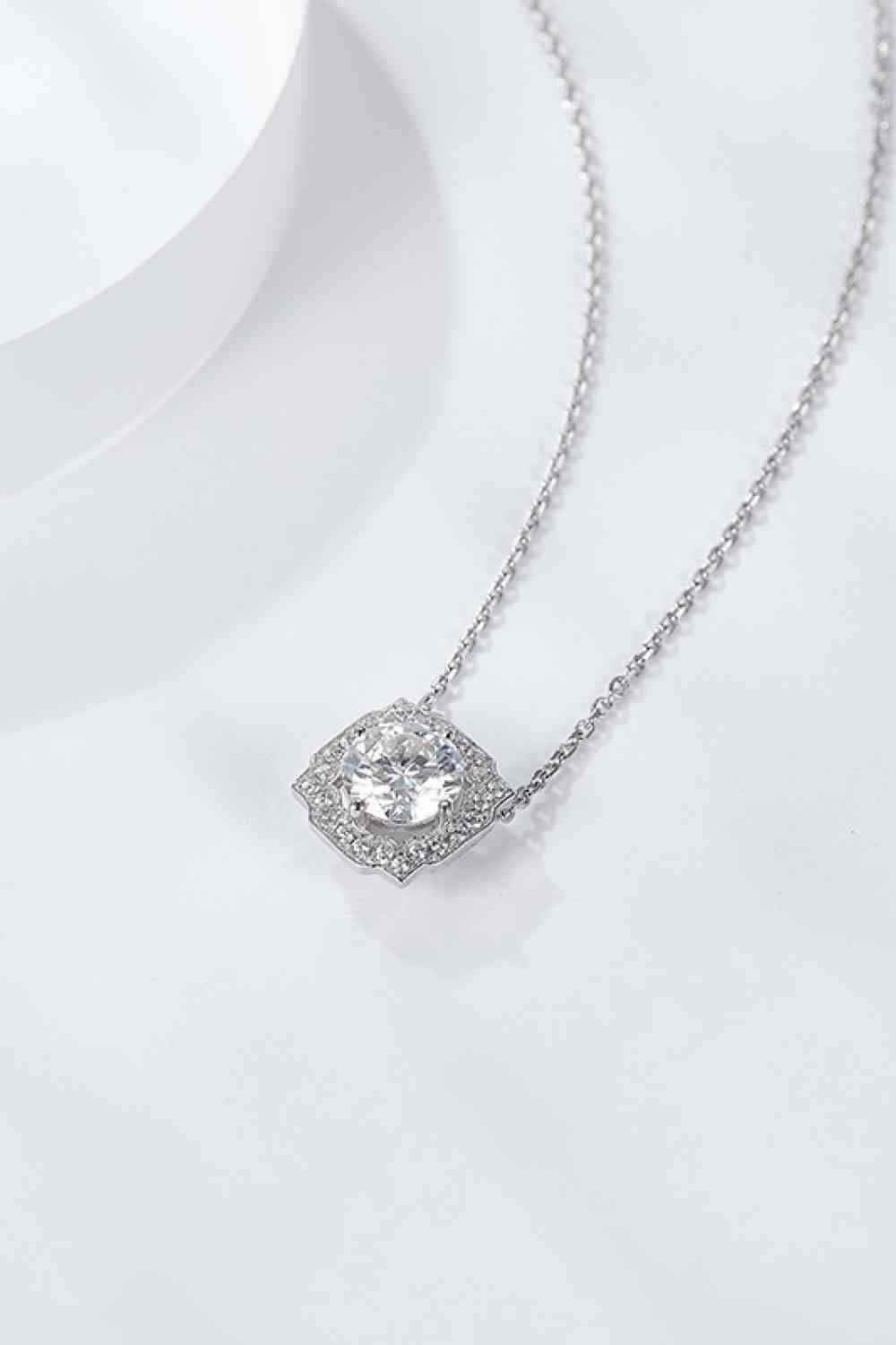 1 Carat Moissanite Flower Shape Pendant Chain Necklace - necklace - Silver - Bella Bourget