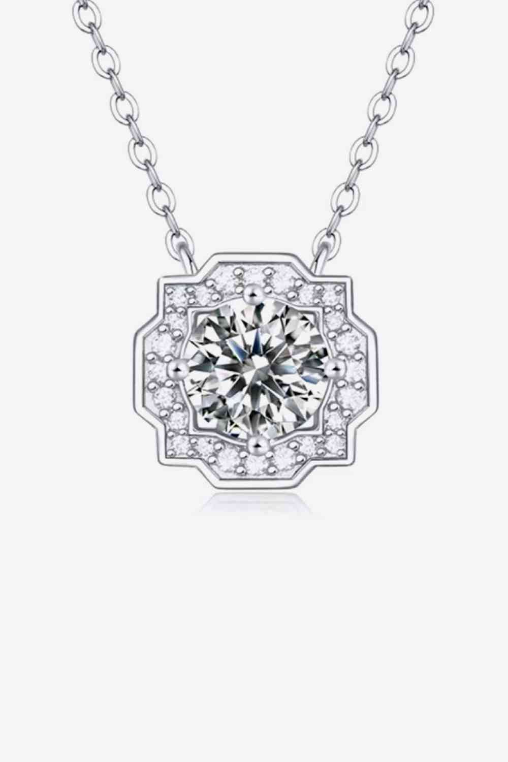 1 Carat Moissanite Flower Shape Pendant Chain Necklace - necklace - Silver - Bella Bourget