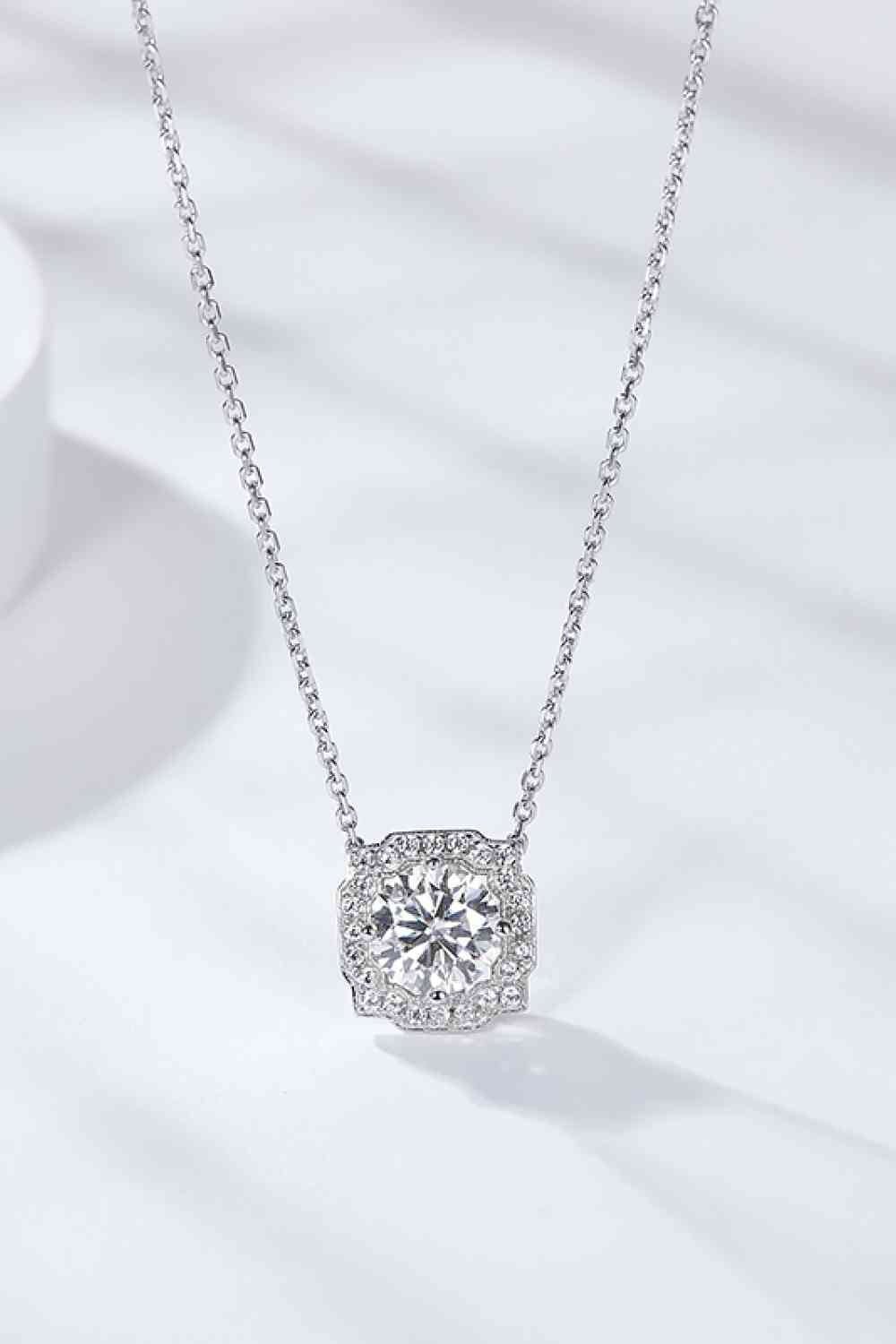 1 Carat Moissanite Flower Shape Pendant Chain Necklace - necklace - Silver - Bella Bourget