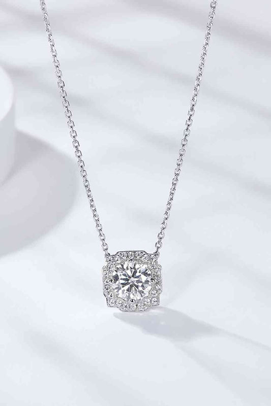 1 Carat Moissanite Flower Shape Pendant Chain Necklace - necklace - Silver - Bella Bourget