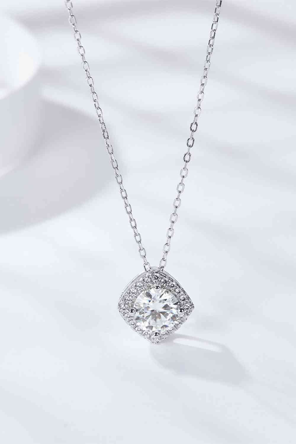 1 Carat Moissanite Geometric Pendant Necklace - necklace - Silver - Bella Bourget