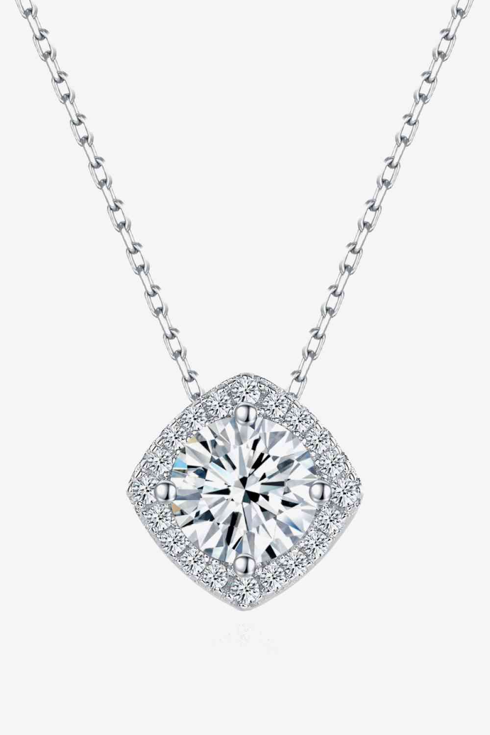 1 Carat Moissanite Geometric Pendant Necklace - necklace - Silver - Bella Bourget