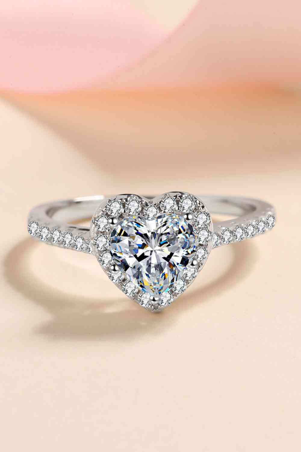 1 Carat Moissanite Heart - Shaped Ring - Ring - Silver - Bella Bourget