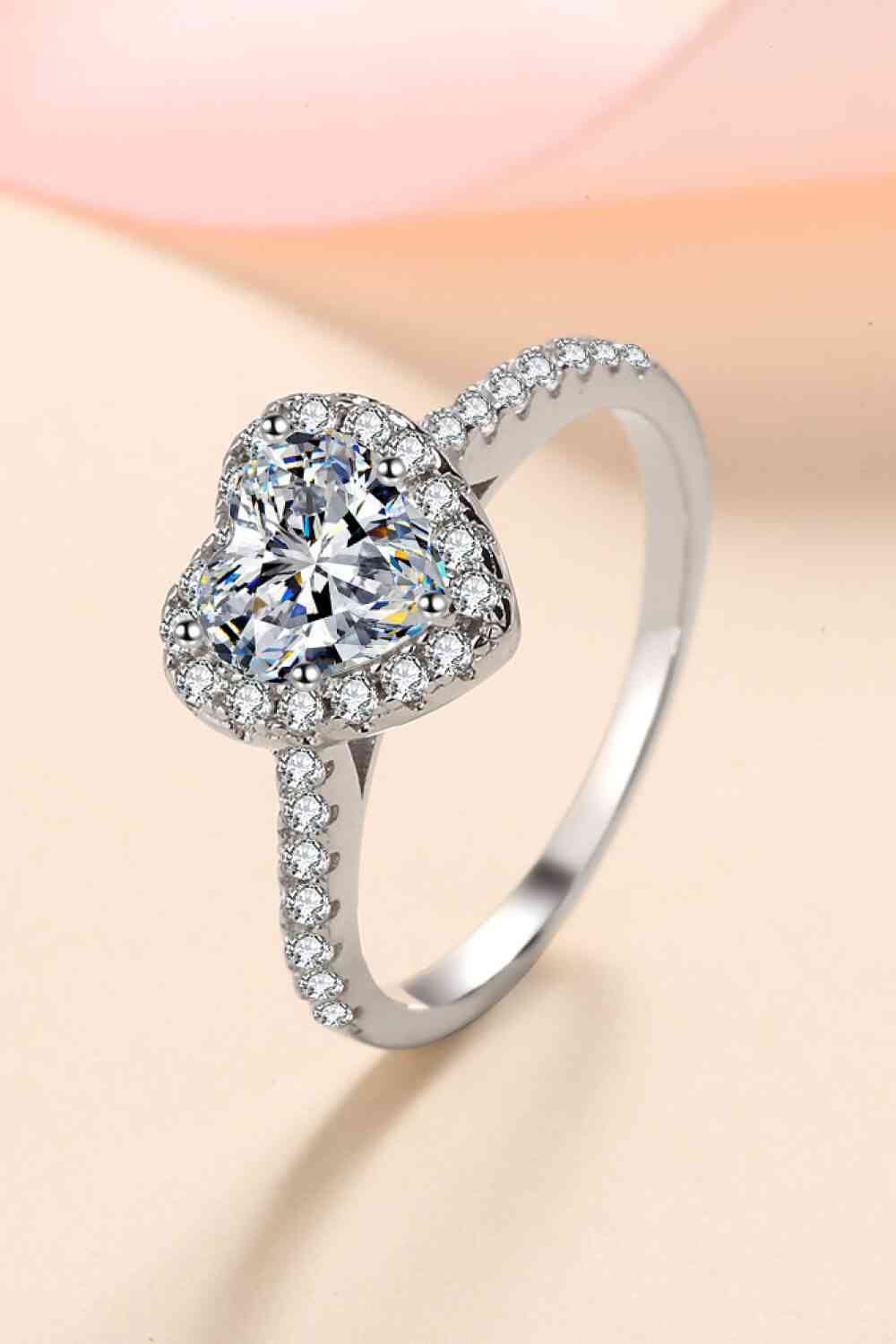 1 Carat Moissanite Heart - Shaped Ring - Ring - Silver - Bella Bourget