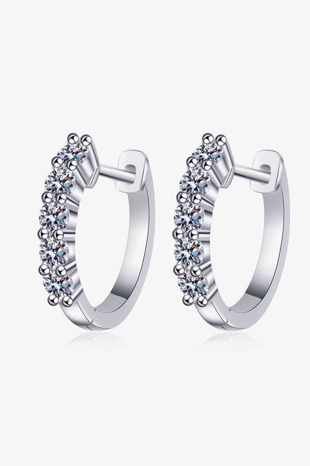 1 Carat Moissanite Hoop Earrings - Earrings - Silver - Bella Bourget