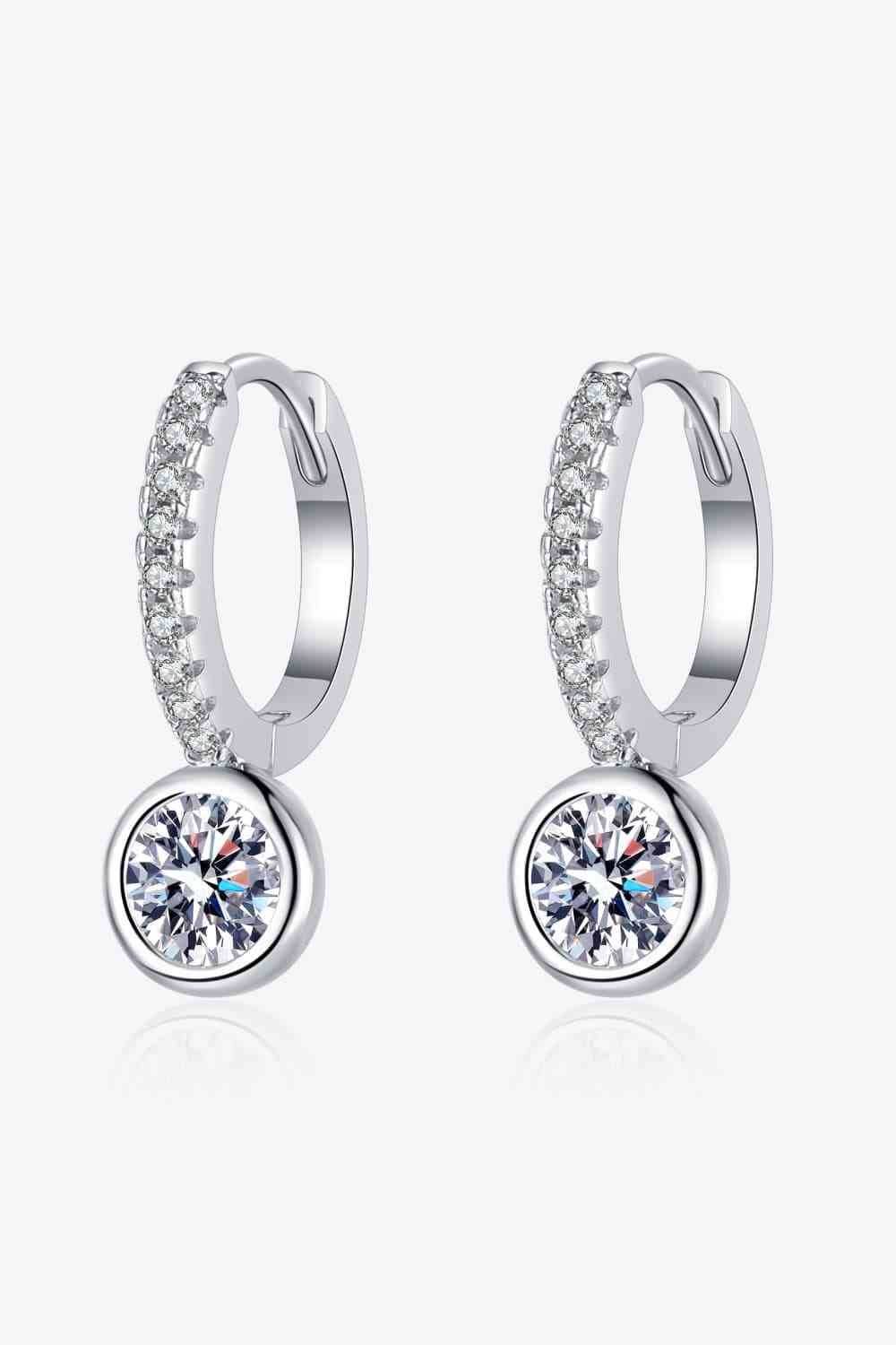 1 Carat Moissanite Rhodium - Plated Drop Earrings - Earrings - Silver - Bella Bourget