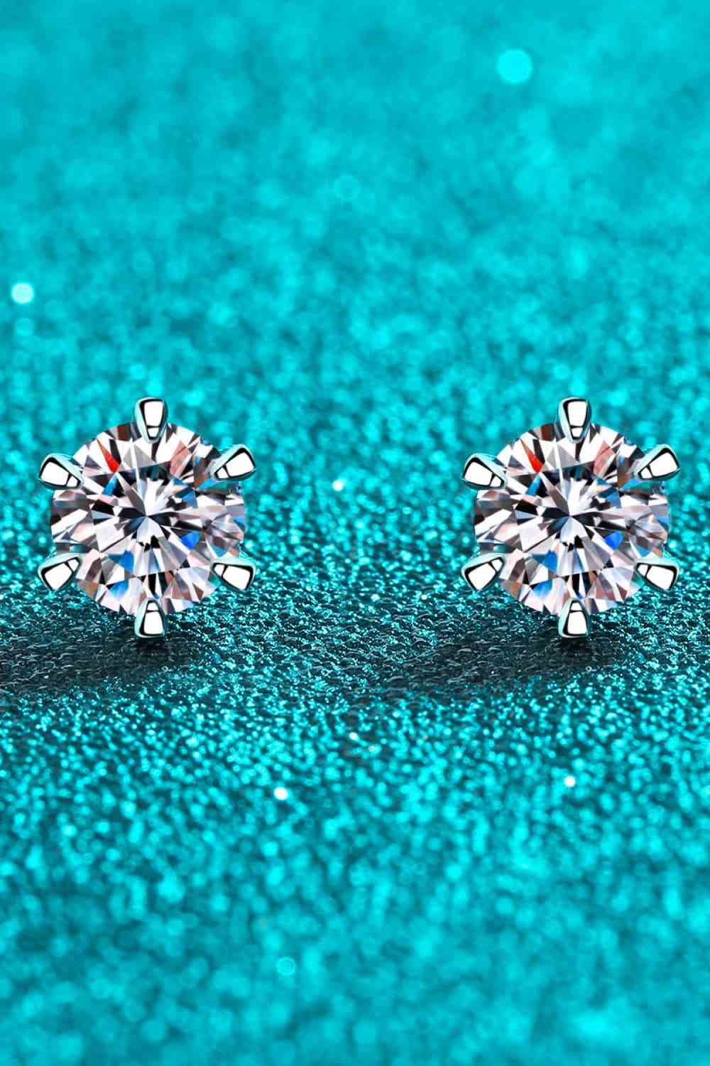 1 Carat Moissanite Rhodium - Plated Stud Earrings - Earrings - Silver - Bella Bourget