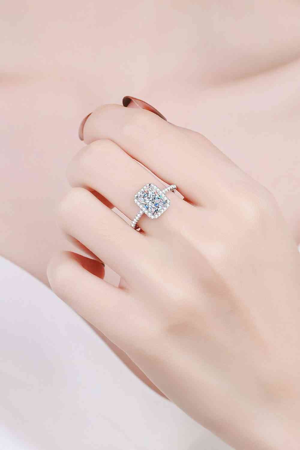 1 Carat Rectangle Moissanite Ring - Ring - Silver - Bella Bourget