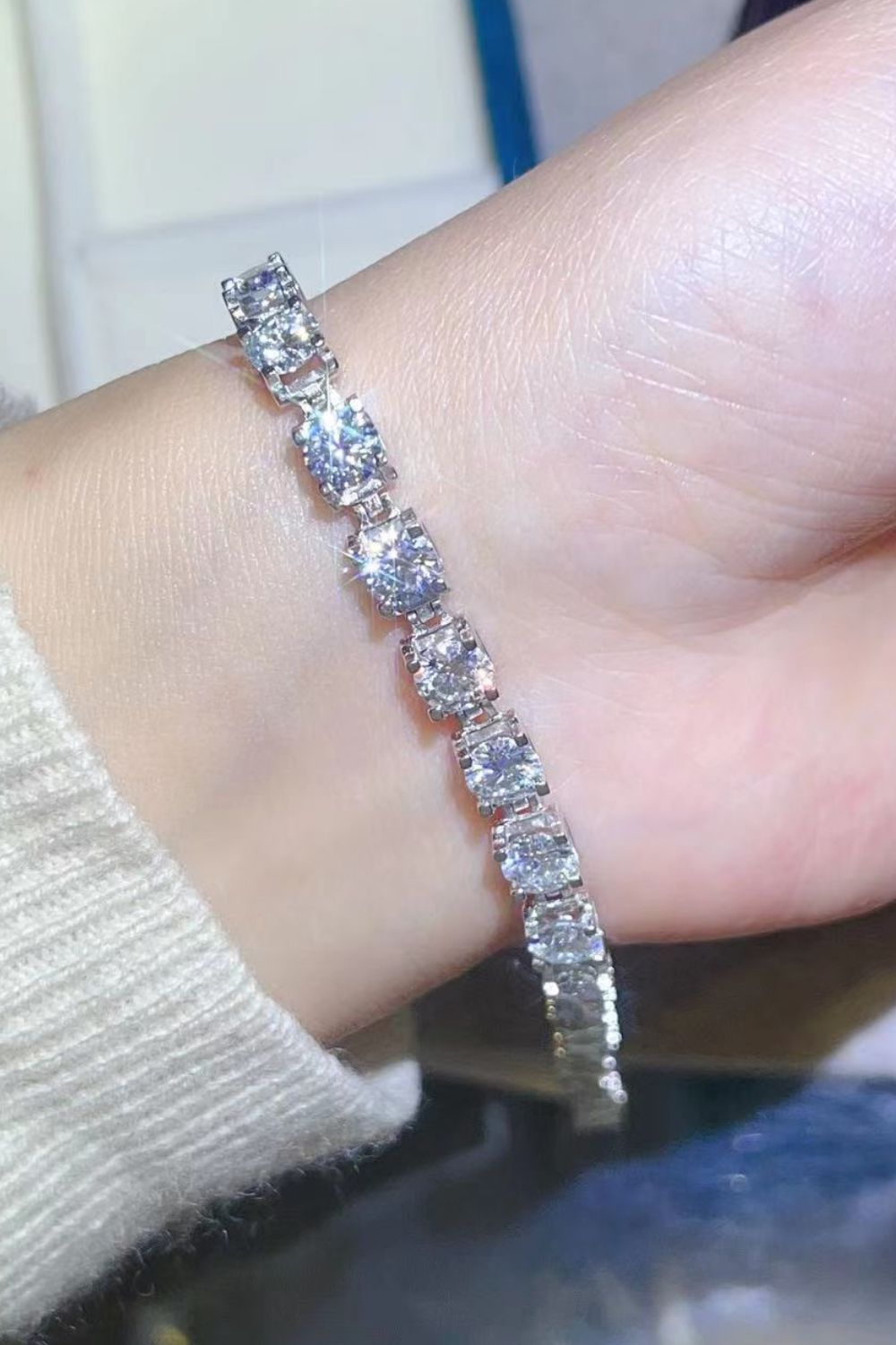 10 Carat Moissanite Platinum - Plated Bracelet - Bracelets - Silver - Bella Bourget