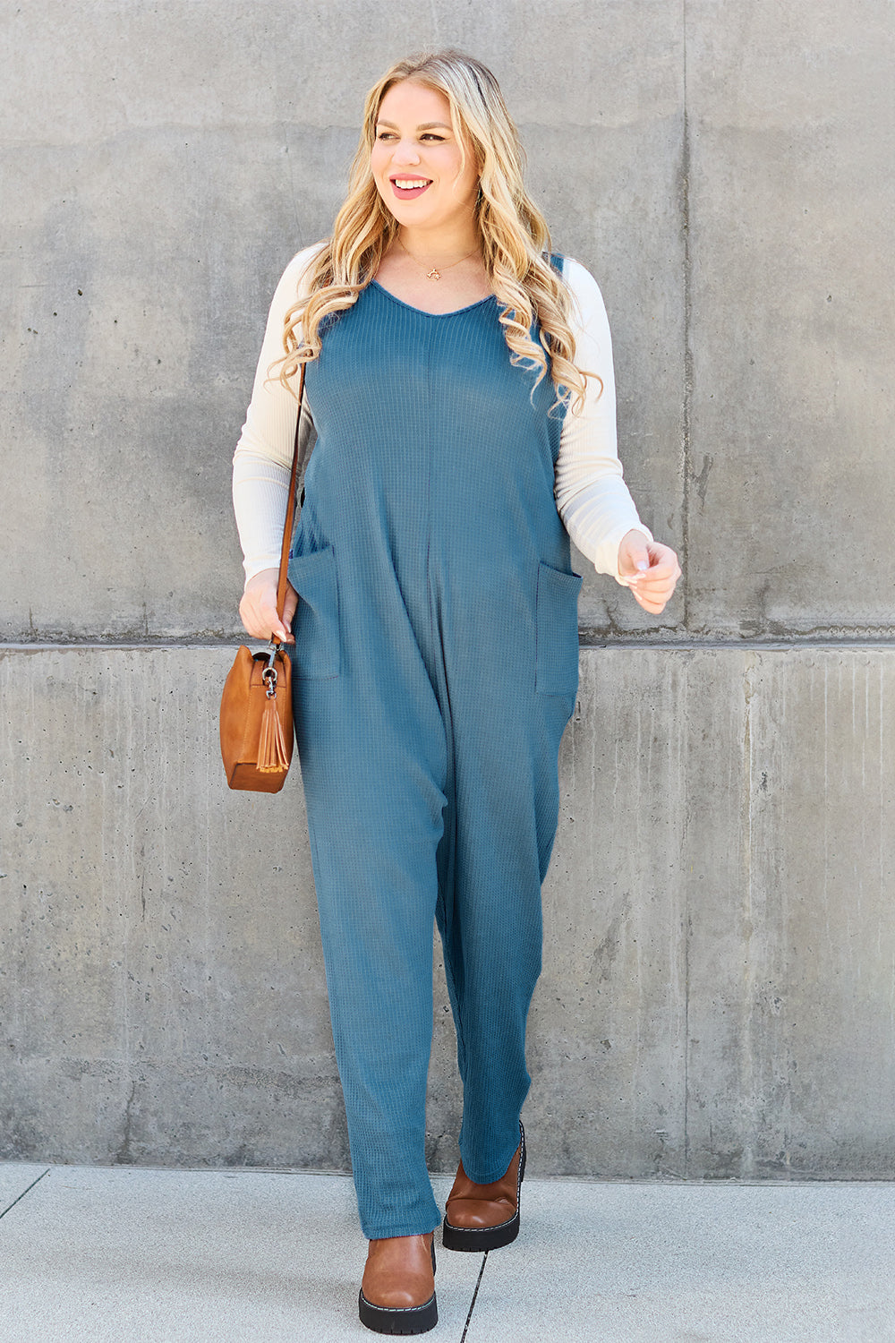 Full Size Sleeveless Straight Jumpsuit - Jumpsuit - Sky Blue - Bella Bourget