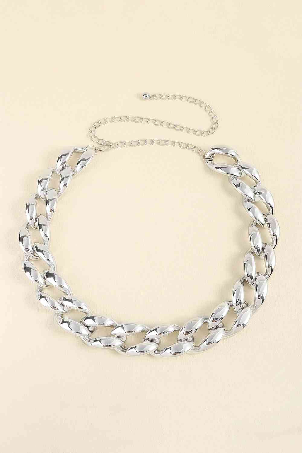 1.2" Width Acrylic Curb Chain Belt - belt - Silver - Bella Bourget