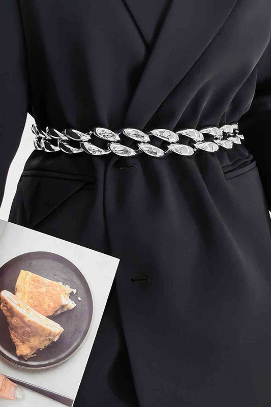 1.2" Width Acrylic Curb Chain Belt - belt - Silver - Bella Bourget