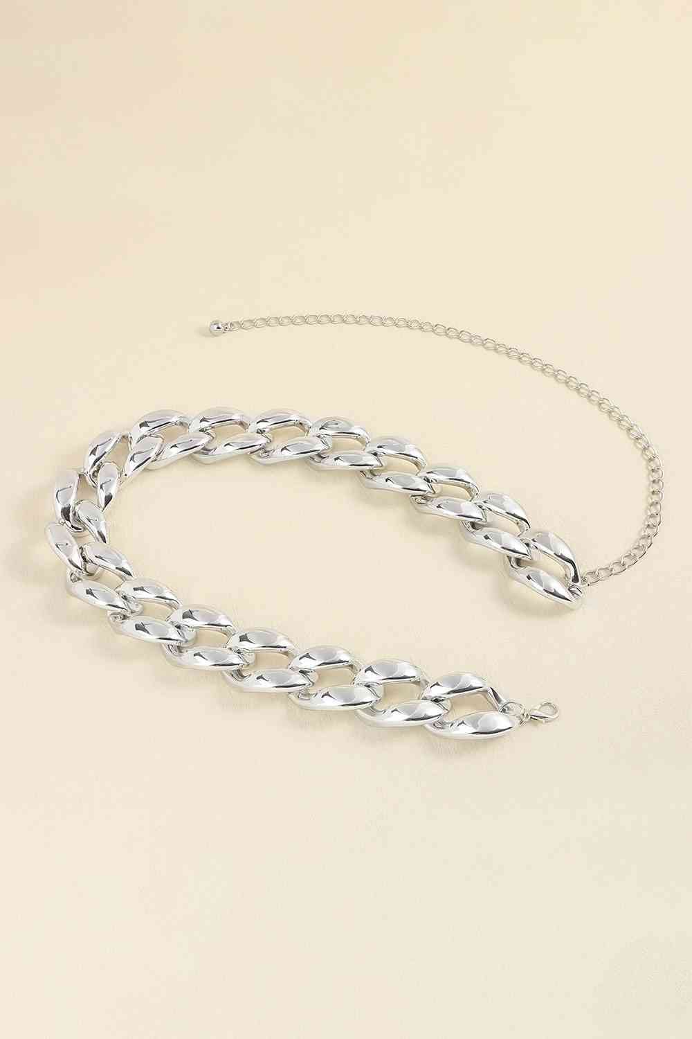 1.2" Width Acrylic Curb Chain Belt - belt - Silver - Bella Bourget